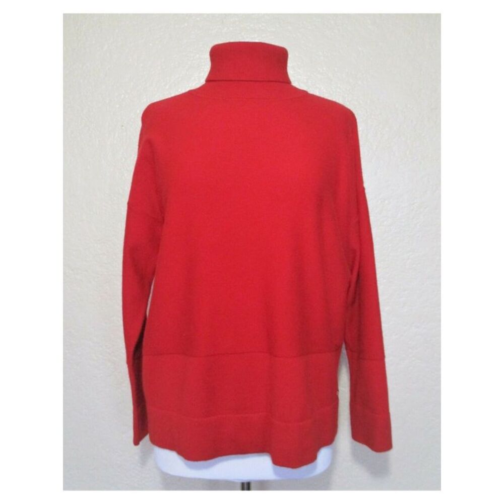 DONNA KARAN Womens Red Ribbed Long Sleeve Turtle Neck Top Size: XXS